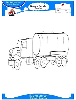 Çocuklar İçin Tanker Boyama Sayfaları 